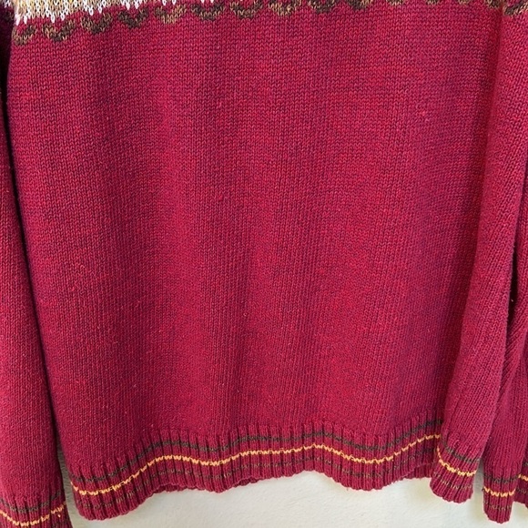 Vintage Tiara International Red Green Yellow Fair Isle Full Zip Sweater sz large - Picture 8 of 9